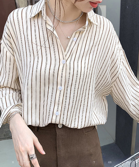 ストライプシフォンシャツ